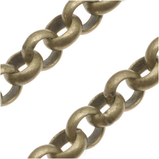 Antiqued Brass Rolo Chain, 5.7mm, by the Foot