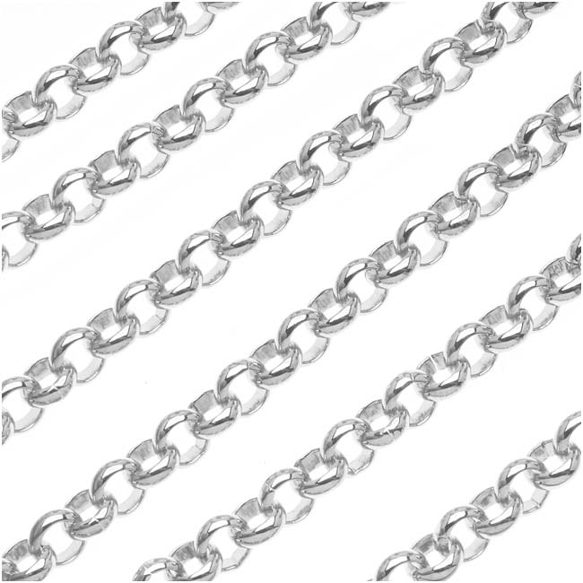Silver Plated Rolo Chain, 5.7mm, by the Foot