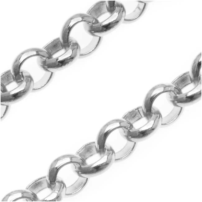 Silver Plated Rolo Chain, 4.8mm, by the Foot