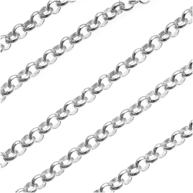 Silver Plated Rolo Chain, 4.8mm, by the Foot