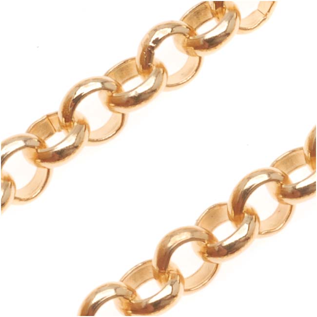 14K Gold Thick Round Rolo Link Chain Necklace, 8mm Size 14 Inches