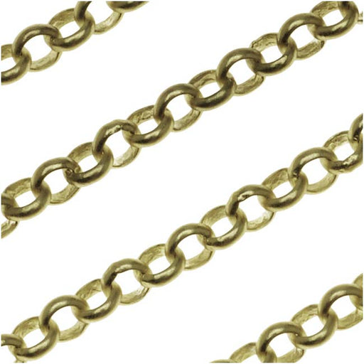 Antiqued Brass Rolo Chain, 3.7mm, by the Foot