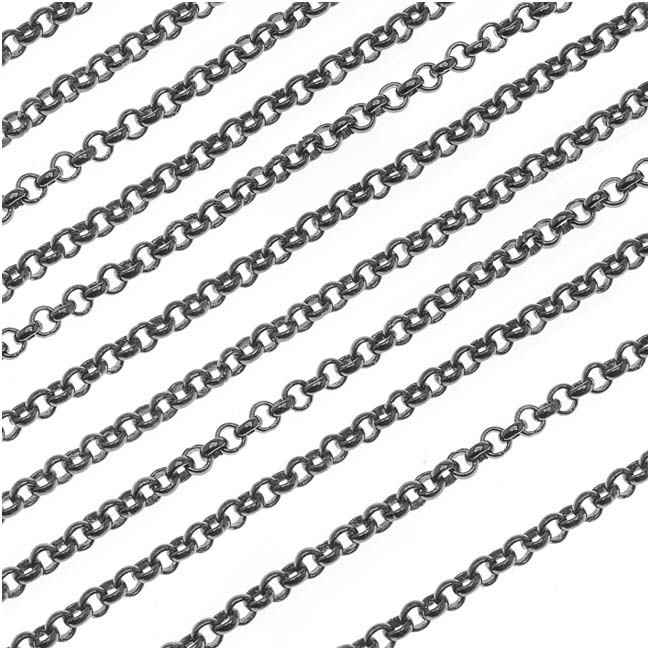 Gun Metal Plated Rolo Chain, 3mm, by the Foot