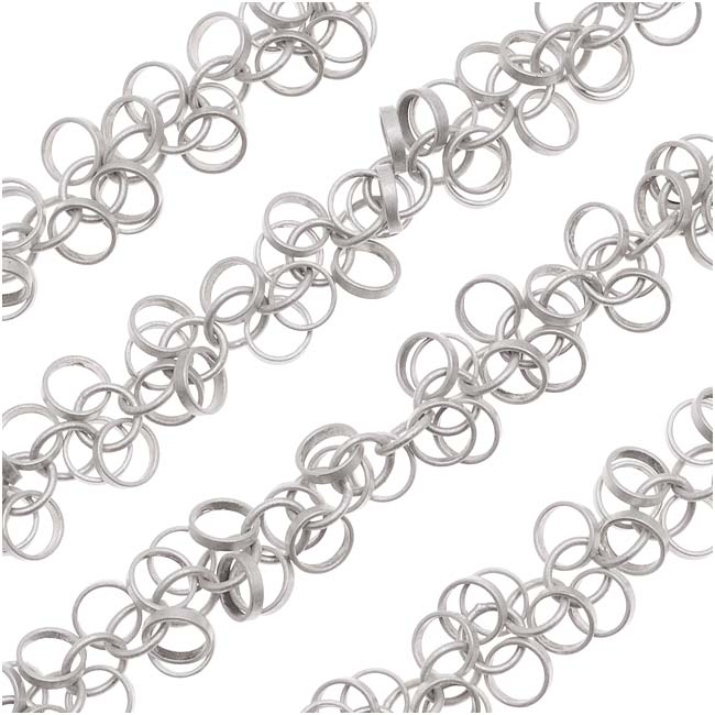 Charm Chain, Hoop Circles 5mm, Antiqued Silver Plated, by the Inch