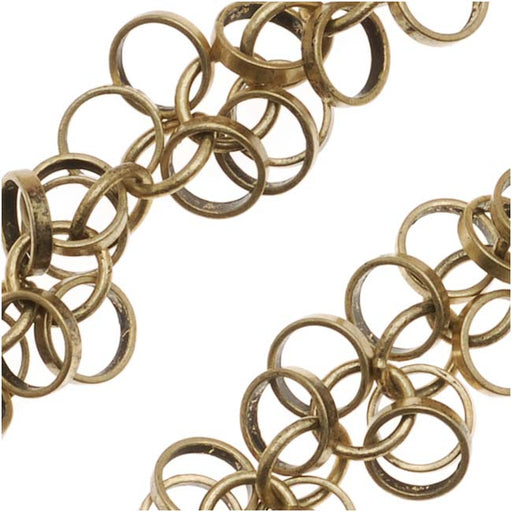 Charm Chain, Hoop Circles 5mm, Antiqued Brass, by the Inch