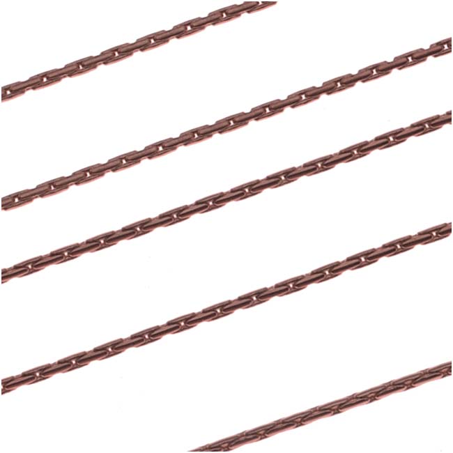 Antiqued Copper Plated Fine Snake Beading Chain, 1mm, by the Foot