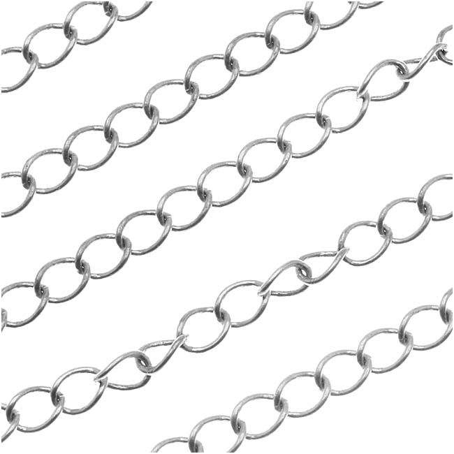 Antiqued Silver Plated Curb Chain, 5mm, by the Foot