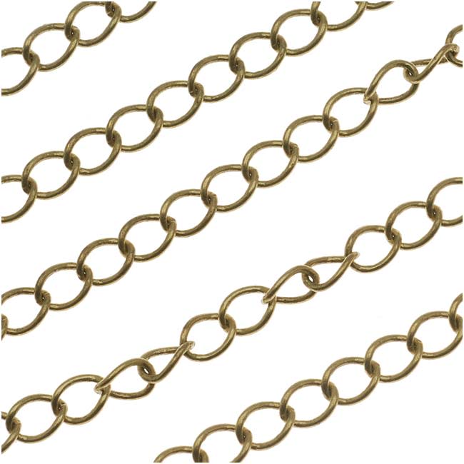 Antiqued Brass Curb Chain, 5mm, by the Foot