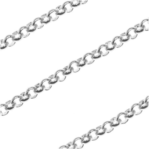 Antiqued Silver Plated Rolo Chain, 2mm, by the Foot