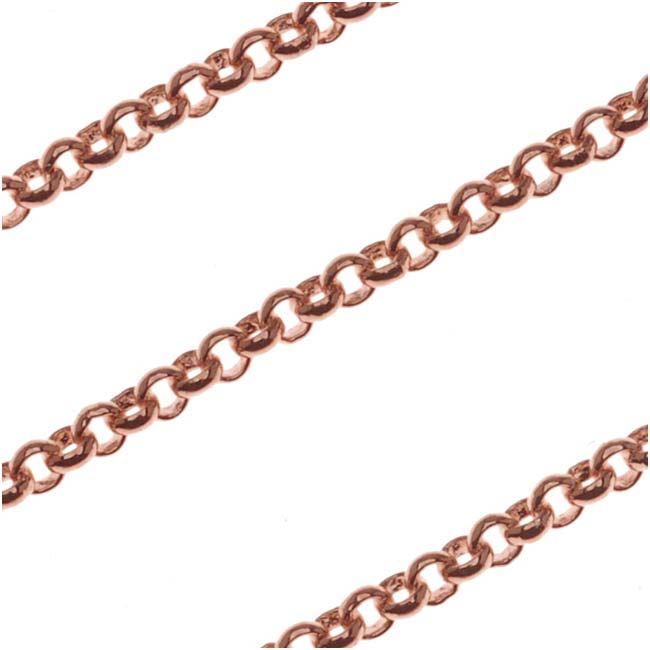 Antiqued Copper Plated Rolo Bulk Chain, 2mm, by the Foot