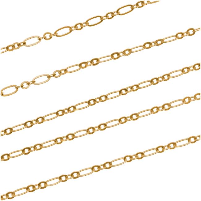 22K Gold Plated Figaro Chain, 2.5mm, by the Foot