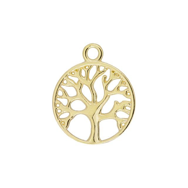Charm, Tree of Life 15mm, Natural Brass (1 Piece)