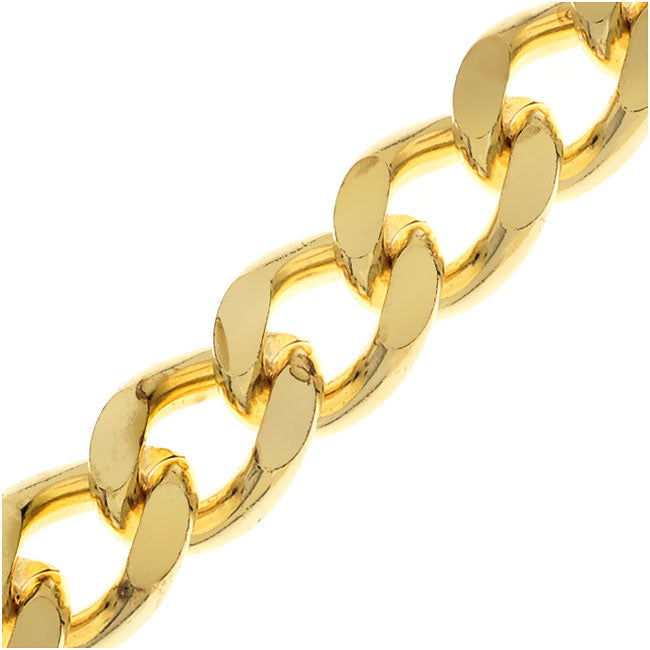 Gold Plated Heavy Filed Curb Chain, 9.5mm, by the Inch — Beadaholique