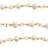 Wire Wrapped Gemstone Chain, White Seed Pearl, Gold Vermeil, 3.5mm (1 inch)