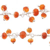Wire Wrapped Gemstone Chain, Carnelian 4mm Rondelles, Sterling Silver (1 inch)