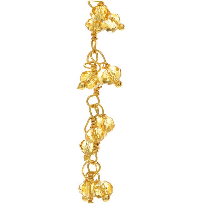 Wire Wrapped Gemstone Chain, Citrine Rondelles, Gold Vermeil (1 inch)