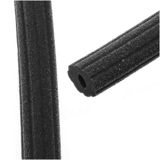 Corduroy Rubber Cord 10x6.5mm, Black, by Regaliz, (1 inch)