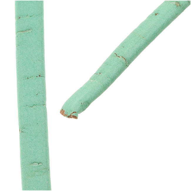 Mini Flat Portuguese Cork Cord by Regaliz, 5x1.5mm, Pale Turquoise, by the Inch