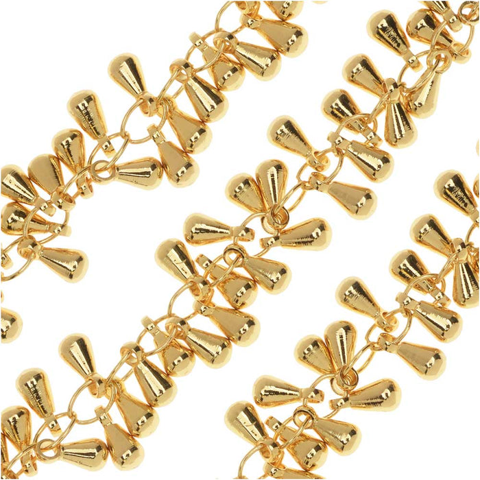 Charm Chain, Teardrop Bauble Links 7mm, Gold Tone (1 inch)