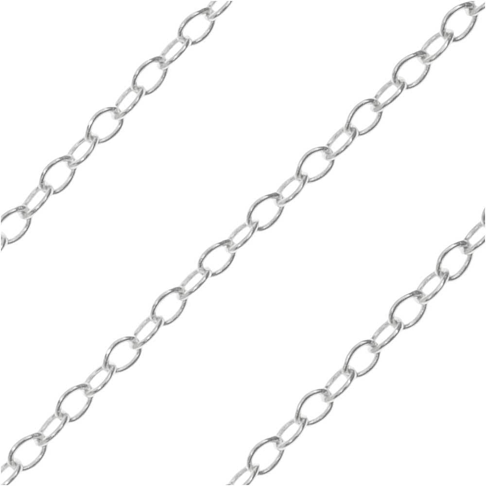 Sterling Silver Cable Chain, 1.5x1mm, 33 Gauge, by the Foot