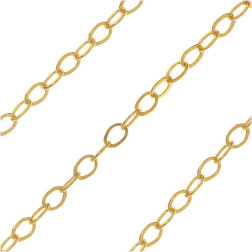 14k Gold FIlled Flat Cable Chain, 1.2mm, by the Foot