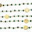 Wire Wrapped Gemstone Chain, Emerald Rondelles and 8mm Gold Pailettes (1 inch)