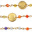 Wire Wrapped Gemstone Chain, Multi-Colored Faceted Rondelles & 8mm Pailettes, Gold (1 inch)