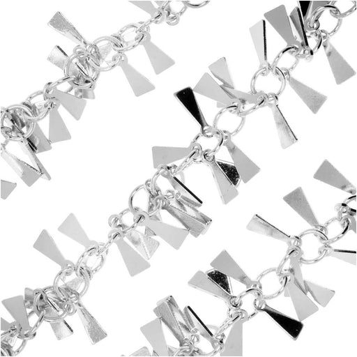 Charm Chain, 8mm Triangle Dangle, Silver Tone Plated (1 inch)