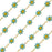 Beaded Chain, Daisy Flower 7.5mm, Gold Plated / Turquoise & Yellow Enamel, by the Inch