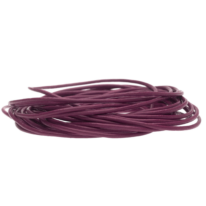 Leather Cord, Round 1.5mm, Cyclamen, by Leather Cord USA (1 yard)