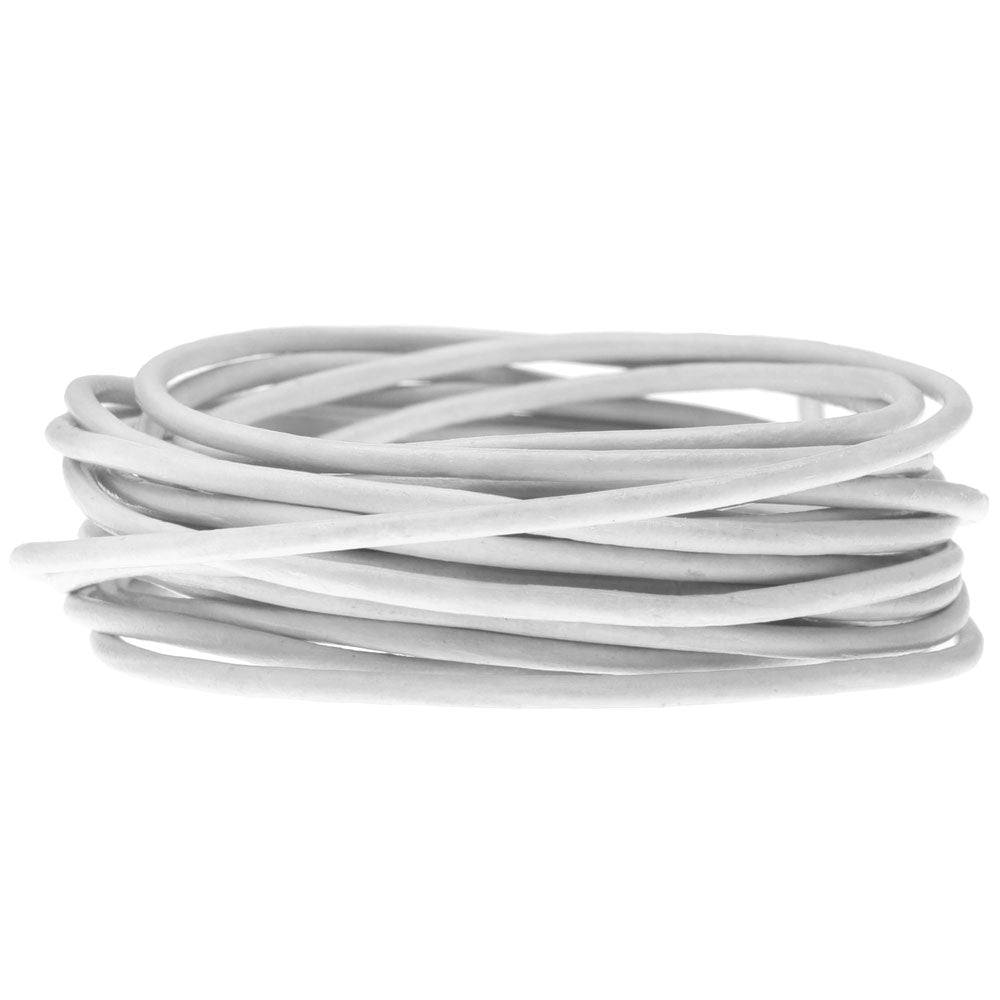 Leather Cord, Round 2mm, White, by Leather Cord USA (1 yard)