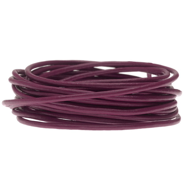 Leather Cord, Round 2mm, Cyclamen, by Leather Cord USA (1 yard)