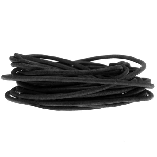 Leather Cord, Round 2mm Natural Black, by Leather Cord USA (1 yard)