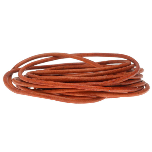 Leather Cord, Round 2mm Natural Orange, by Leather Cord USA (1 yard)