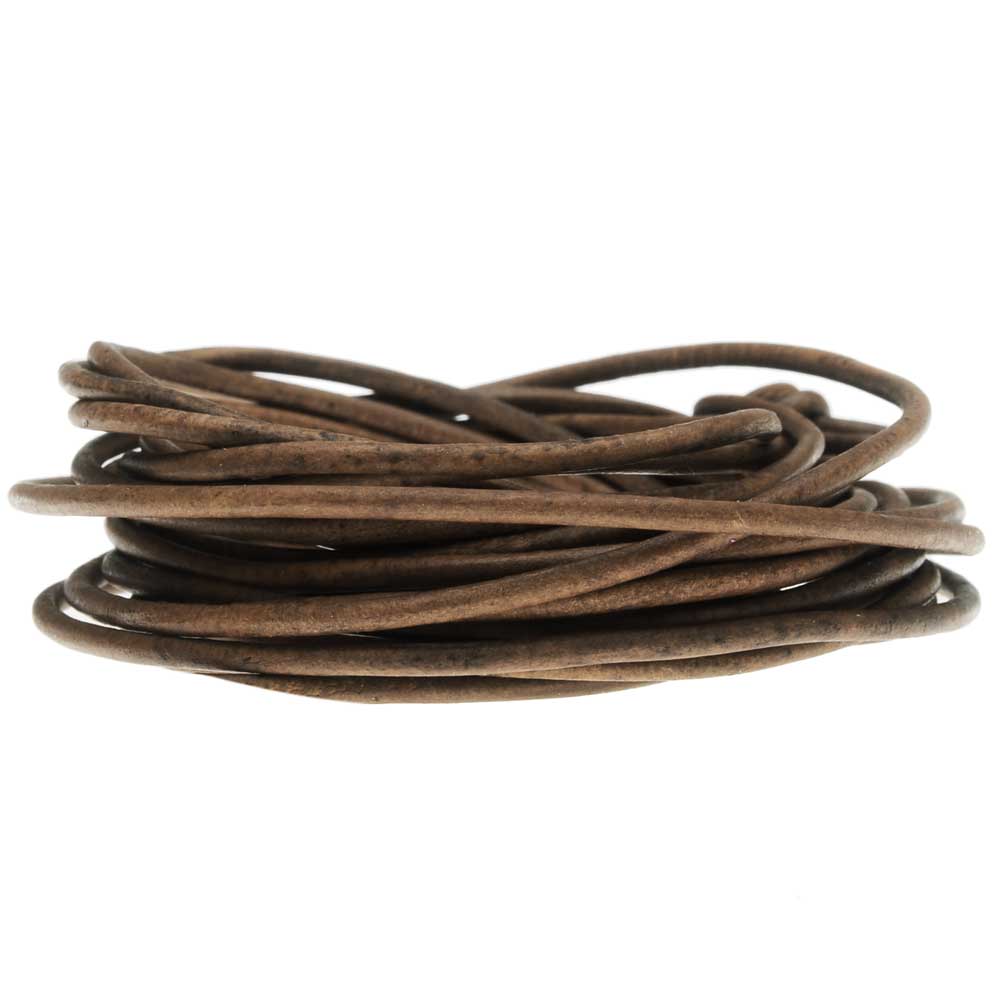 Leather Cord, Round 2mm, Natural Grey, by Leather Cord USA (1 yard)
