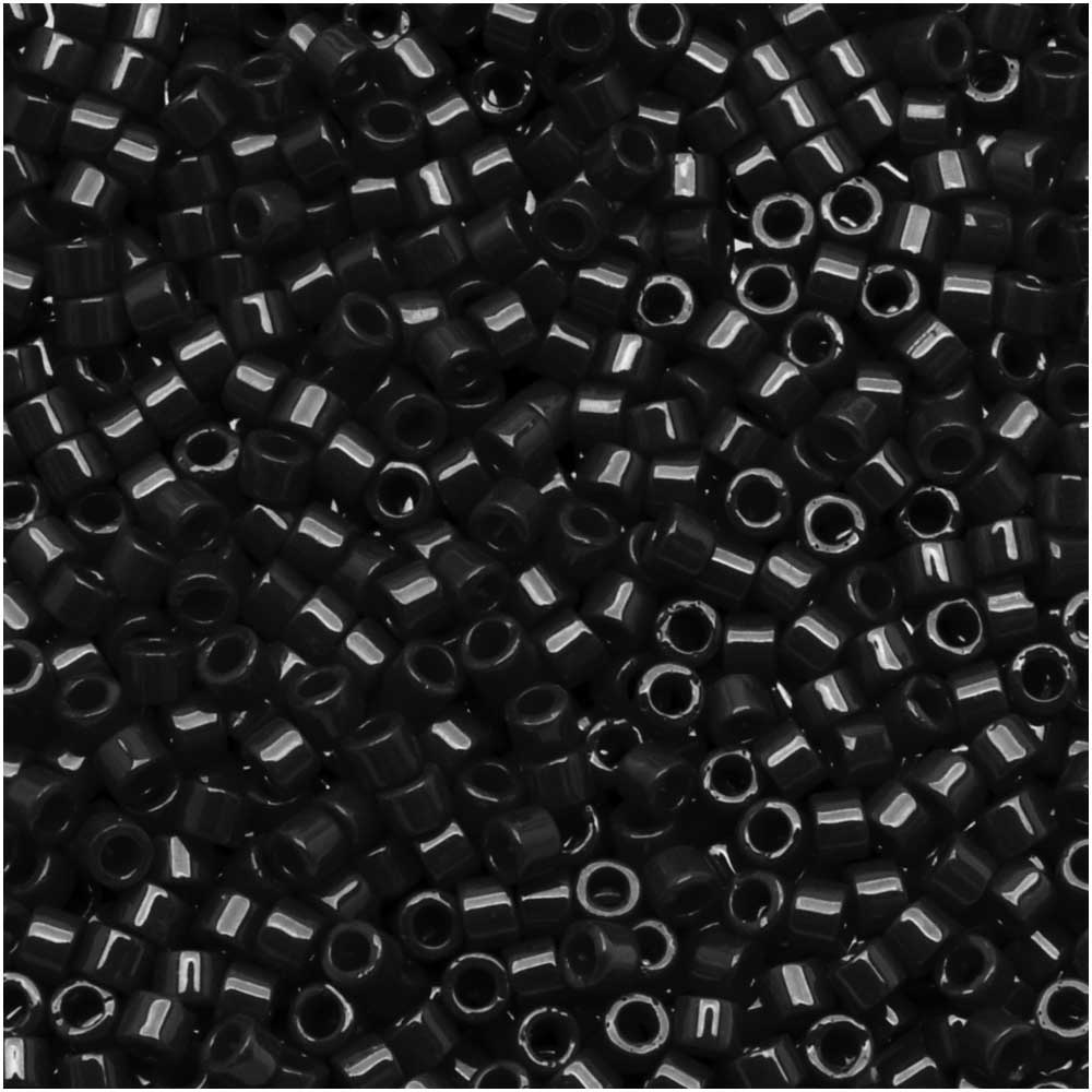 Seed bead, Delica®, glass, opaque matte black, (DB0310), #11 round