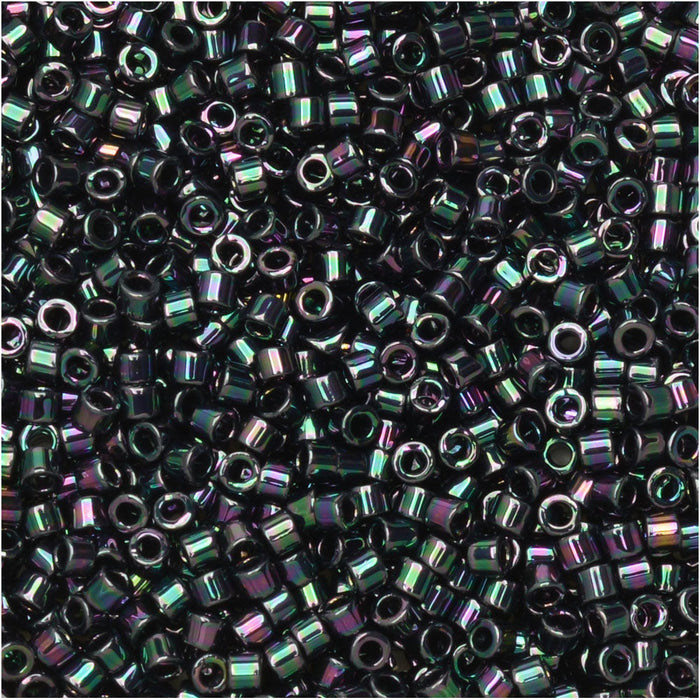 Miyuki Delica Seed Beads, 11/0 Size, #1001 Metallic Purple Green Gold Iris (2.5" Tube)