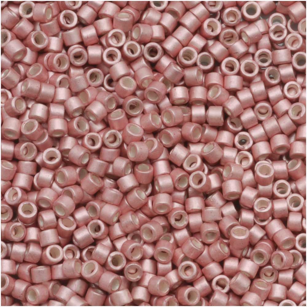 Miyuki Delica Seed Beads, 11/0 Size, Galvanized Silver Frost Blush Pink DB1156 (2.5" Tube)