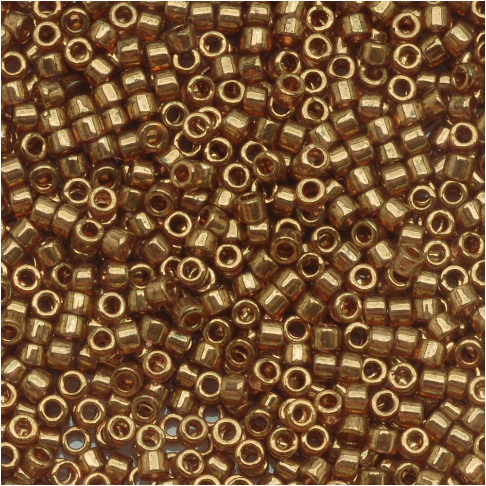 Miyuki Delica Seed Beads, 11/0, Transparent Metallic Rose Gold Luster DB115 (2.5" Tube)