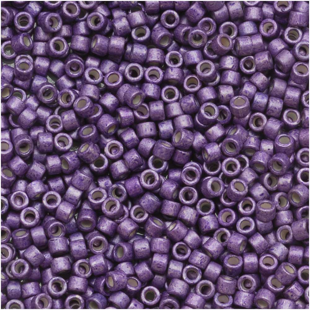 Miyuki Delica Seed Beads, 11/0, Galvanized Silver Frost Eggplant Purple DB1185 (2.5" Tube)