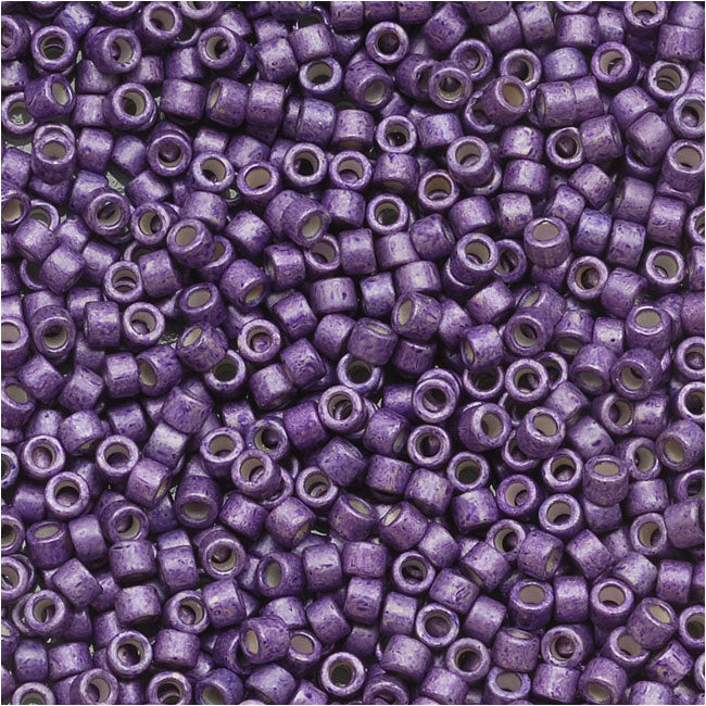 Miyuki Delica Seed Beads, 11/0, Galvanized Silver Frost Eggplant Purple DB1185 (2.5" Tube)