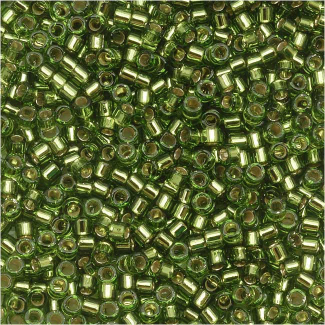 Miyuki Delica Seed Beads, 11/0 Size, Silver Lined Olive Green DB1207 (7.2 Grams)