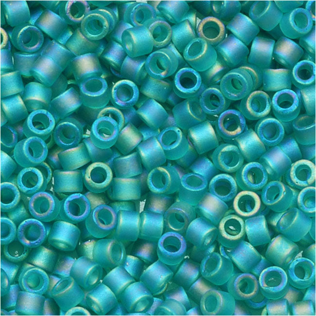 Miyuki Delica Seed Beads, 11/0 Size, Transparent Matte Caribbean Teal AB DB1283 (2.5" Tube)