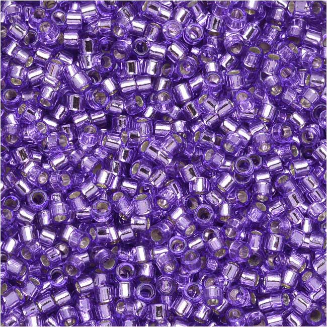 Miyuki Delica Seed Beads, 11/0 Size, Dyed Silver Lined Lilac DB1347 (2.5" Tube)