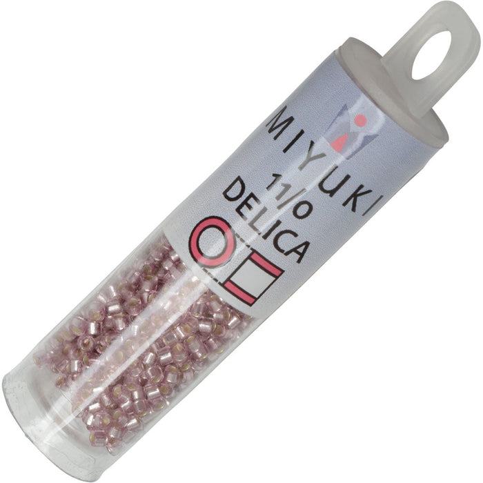 Miyuki Delica Seed Beads, 11/0 Size, #1434 Silver Lined Pale Rose (7.2 Gram Tube)