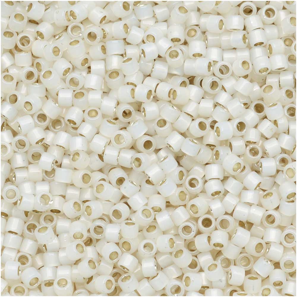 Miyuki Delica Seed Beads, 11/0 Size, Silver Lined Pale Cream Opal DB1451 (2.5" Tube)