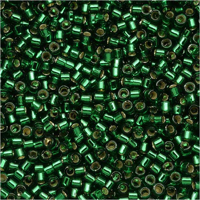 Miyuki Delica Seed Beads, 11/0 Size, Silver Lined Green DB148 (2.5