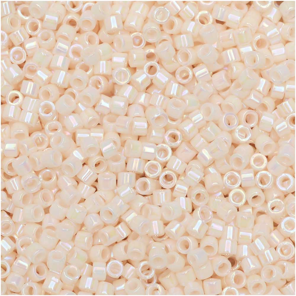 Miyuki Delica Seed Beads, 11/0 Size, #1500 Opaque Bisque White AB (7.2 Gram Tube)