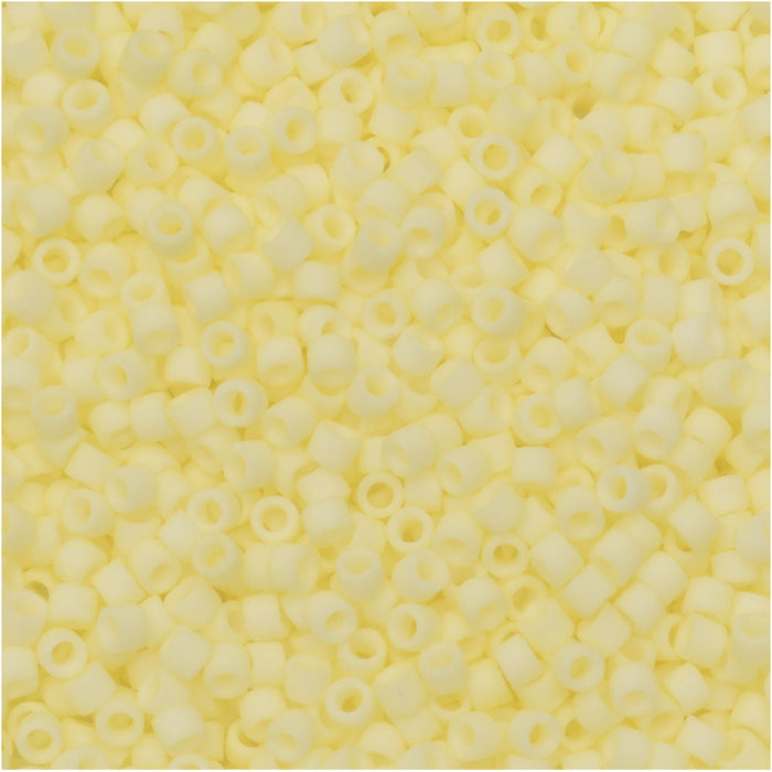 Miyuki Delica Seed Beads, 11/0 Size, #1511 Matte Opaque Pale Yellow (2.5" Tube)