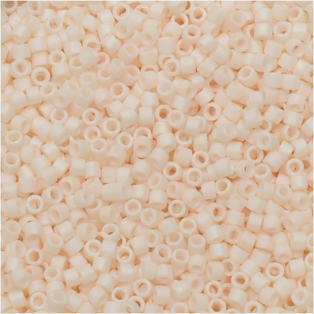 Miyuki Delica Seed Beads, 11/0 Size, #1520 Matte Opaque Bisque White AB (7.2 Gram Tube)